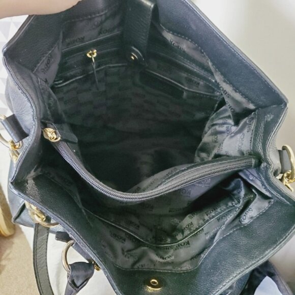 Michael Kors Satchel East West Hamilton Black Pebble Leather Bag Crossbody Strap - Picture 6 of 9